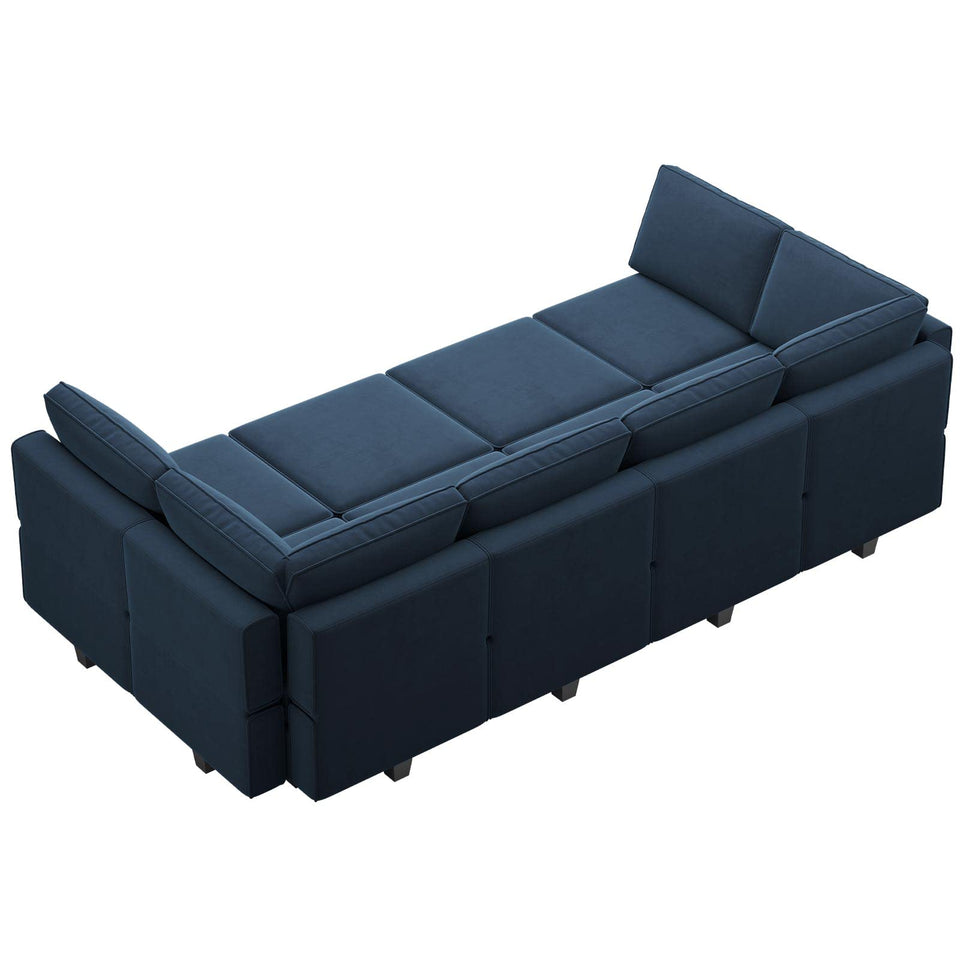 Belffin Modular Sectional Sofa with Ottomans Velvet Reversible Sleeper Chaise Bed Storage Seat Black