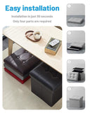 AmasSmile Storage Ottoman Folding Foot Rest Stool, Leather Footstool Bench, Short Ottoman Stool, Storage Foot Rest Store, Books (Black, 17" D x 13" W x 13" H)