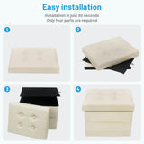 Bsketa Storage Ottoman, Folding Foot Stool with Thicker Foam Padded Seat Small Leather Storage Ottoman Bench Foot Rest for Living Room Foldable Coffee Table 17x13x13in,Black