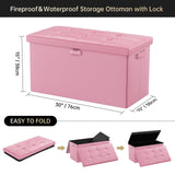 DocSafe Storage Ottoman with Lock,Fireproof Folding Ottoman Foot Rest Stool Storage Chest with Storage Safe for Important Documents,Waterproof 17 Inches Short Ottoman Foot Stool with Handles,Black