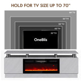 OneBlis 70" TV Stand for Living Room, Modern Entertainment Center & Media Console, Fits TVs up to 80", Storage Cabinet with Shelves, 36" Electric Fireplace with LED Flame (All Black)