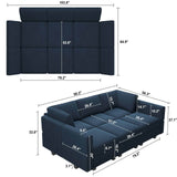 Belffin Modular Sectional Sofa with Ottomans Velvet Reversible Sleeper Chaise Bed Storage Seat Black