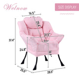 Welnow Lazy Chair with Ottoman, Modern Lounge Accent Chair with Armrests and a Side Pocket, Leisure Sofa Armchair, Reading Armchair with Footrest for Small Space, Dark Grey