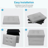 Bsketa Storage Ottoman, Folding Foot Stool with Thicker Foam Padded Seat Small Leather Storage Ottoman Bench Foot Rest for Living Room Foldable Coffee Table 17x13x13in,Black