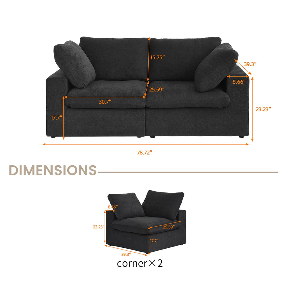 160.6" Cloud Couch Modular Sectional Sofa for Livingroom,Oversized Convertible Sofa with Storage Ottomans,6 Seat Wide Couches,Cushion Covers Removable (Khaki, 6 Seater)