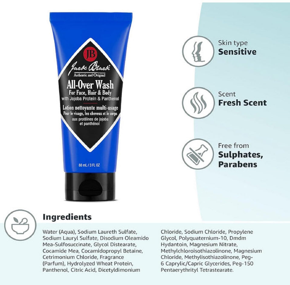 Jack Black Turbo Wash Energizing Body & Hair Cleanser, 33 Fl Oz – Rosemary, Eucalyptus & Juniper Berry – Mens Body Wash, Mens Shampoo, Skin Care, Hair Care, Dual-Purpose Body Wash Men, Sulfate–Free