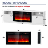 OneBlis 80" Fireplace TV Stand, LED Light Entertainment Center for TVs Up to 90", High-Gloss Door, Modern TV Console for Living Room with Storage Cabinet, Black+Black