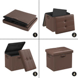 DocSafe Storage Ottoman with Lock,Fireproof Folding Ottoman Foot Rest Stool Storage Chest with Storage Safe for Important Documents,Waterproof 17 Inches Short Ottoman Foot Stool with Handles,Black