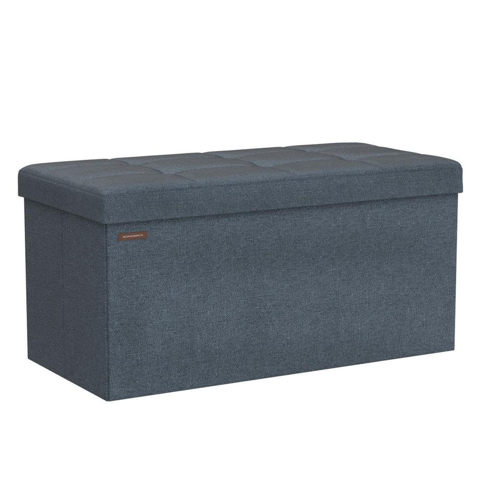 SONGMICS MAZIE Collection - 43 Inches Folding Storage Ottoman Bench, Ottoman Foot Rest, End of Bed Bench, Storage Chest, Load 660 lb, for Living Room, Bedroom, Entryway, Dark Gray ULSF77K