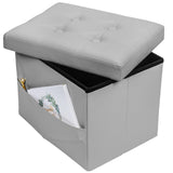 Bsketa Storage Ottoman, Folding Foot Stool with Thicker Foam Padded Seat Small Leather Storage Ottoman Bench Foot Rest for Living Room Foldable Coffee Table 17x13x13in,Black