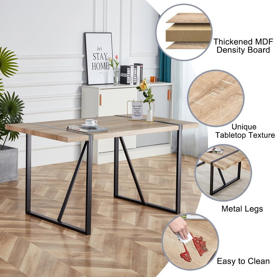 MUUOKY Dining Table Set for 4, Modern 55'' Wood Dinette Table Set for 4 with Fabric Dining Chairs,Table and Chairs Set of 4,Ideal for Kitchen Dining Room