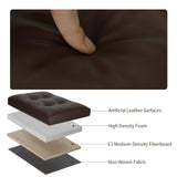 Storage Ottoman Foot Rest Stool, Foldable Leather Footstool Storage Bench with Thicker Foam Padded Seat. Foot Rest Under Desk for Living Room Bedroom 350 lbs, 17x13x13 in, Brown