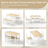 POWERSTONE Dining Table Set for 4, Kitchen Table Chairs Set of 4 with Rubber Wood Legs, Farmhouse 5 Piece Dining Table Set Solid Wood for Kitchen Dining Room Dinner (Brown)