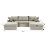 160.6" Cloud Couch Modular Sectional Sofa for Livingroom,Oversized Convertible Sofa with Storage Ottomans,6 Seat Wide Couches,Cushion Covers Removable (Khaki, 6 Seater)