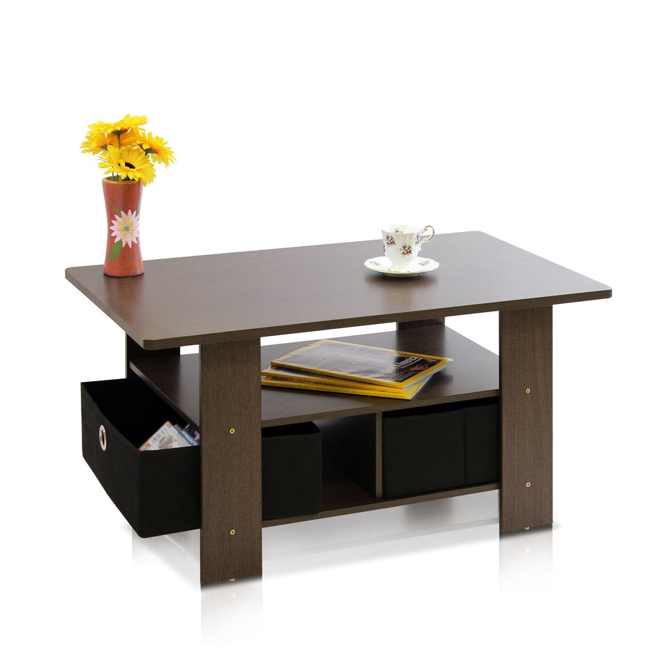 FURINNO Turn-N-Tube Coffee Table, 31.22D x 15.5W x 15.8H in, French Oak Grey/Black/Black