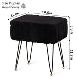 Wimarsbon Storage Ottoman, Vanity Stools with Metal Legs, 16.5" x 11.8" x 18" Modern Faux Mink Fur Footstool, Makeup Chair with Anti-Slip Feet, Accent Table,Footrest,Storage Bench for Bedroom