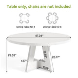 LITTLE TREE Round Dining Table for 4-6 People, 47 Inches Dining Room Table with Wooden Pedestal Base, Brown Dinner Tables, Circle Kitchen Tables for Dining Room, Kitchen, Living Room(Table Only)