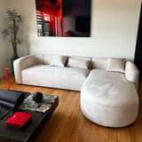 Acanva Luxury Modern Tight Curved Back Velvet Sofa, Minimalist Style Comfy Couch for Living Room Apartment, 3 Seater, Cream