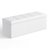 SONGMICS MAZIE Collection - 43 Inches Folding Storage Ottoman Bench, Ottoman with Storage, Foot Rest Stool, Load 660 lb, for Living Room, Synthetic Leather, Black ULSF701