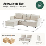 HULALA HOME 127'' Modular Sectional Sofa, Oversized U Shaped Couch with Storage Ottoman, Comfy Chenille Sofa with Deep Seat, 6 Seat Convertible Couches for Living Room, Beige