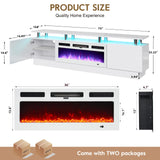 OneBlis 70" TV Stand for Living Room, Modern Entertainment Center & Media Console, Fits TVs up to 80", Storage Cabinet with Shelves, 36" Electric Fireplace with LED Flame (All Black)