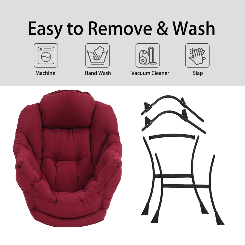 LITA Lazy Chair with Ottoman, Modern Accent Leisure Upholstered Lazy Sofa Armchair, Contemporary Lounge Reading Chair with Armrests and a Side Pocket for Living Room, Bedroom & Small Space, Dark Grey