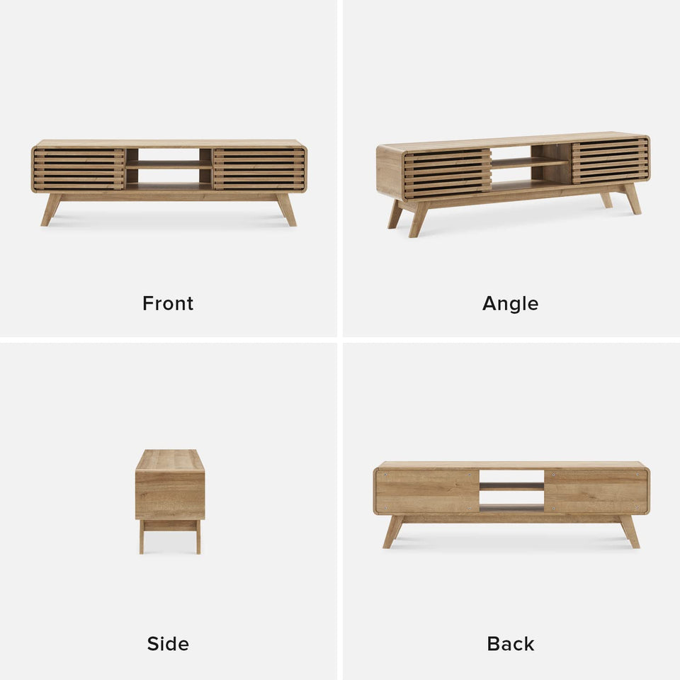 mopio Ensley TV Stand, Mid Century Modern for 55/60/65 inch TV, Farmhouse TV Stand, Entertainment Center with Storage, TV and Media Console for Living Room (Walnut, 59" Tall)