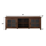 Walker Edison Portsmouth Classic 2 Glass Door TV Stand for TVs up to 80 Inches, 70 Inch, Dark Walnut