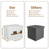 Storage Ottoman Foot Rest Stool, Foldable Leather Footstool Storage Bench with Thicker Foam Padded Seat. Foot Rest Under Desk for Living Room Bedroom 350 lbs, 17x13x13 in, Brown