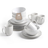 FOBENTA 24 Piece Dinnerware Sets for 8, Premium Stoneware Plates and Bowls Sets, Microwave & Dishwasher Safe, Elegant Dishes for Entertaining & Special Occasions – A Stunning Gift for Large Families
