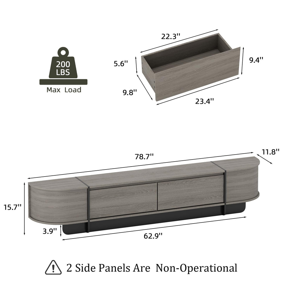 UKAOCAI 86.61'' Tambour TV Stand for 55-85 Inch, Modern Entertainment Center with Large Storage Cabinet & Open Shelves, TV Console with Sliding Doors for Living Room, Bedroom, Natural