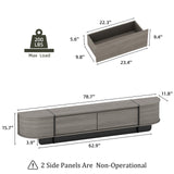 UKAOCAI 86.61'' Tambour TV Stand for 55-85 Inch, Modern Entertainment Center with Large Storage Cabinet & Open Shelves, TV Console with Sliding Doors for Living Room, Bedroom, Natural