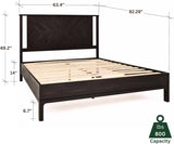 Bme Vivian 14 Inch Deluxe Bed Frame with Headboard, Rustic & Scandinavian Style with Solid Acacia Wood, No Box Spring Needed, 12 Strong Wood Slat Support, Easy Assembly, King, Rustic Golden Brown