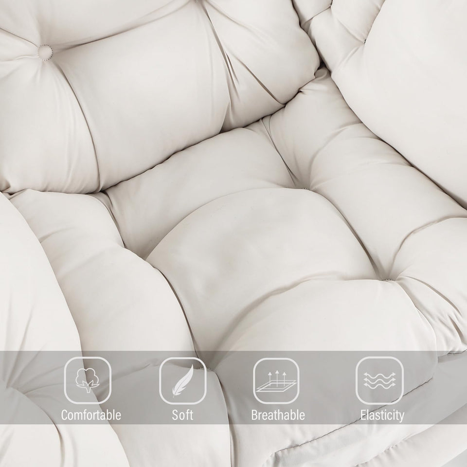 Welnow Lazy Chair with Ottoman, Modern Lounge Accent Chair with Armrests and a Side Pocket, Leisure Sofa Armchair, Reading Armchair with Footrest for Small Space, Dark Grey