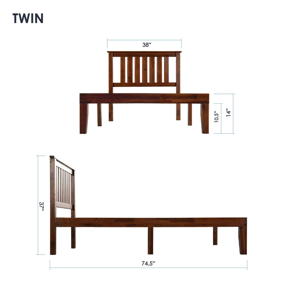 Mellow Naturalista Classic 12-Inch Solid Wood Platform Bed | Wooden Slats, No Box Spring Needed, Easy Assembly | Full, Espresso