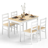 POWERSTONE Dining Table Set for 4, Kitchen Table Chairs Set of 4 with Rubber Wood Legs, Farmhouse 5 Piece Dining Table Set Solid Wood for Kitchen Dining Room Dinner (Brown)