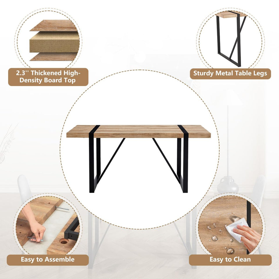 MUUOKY Dining Table Set for 4, Modern 55'' Wood Dinette Table Set for 4 with Fabric Dining Chairs,Table and Chairs Set of 4,Ideal for Kitchen Dining Room