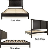 Bme Vivian 14 Inch Deluxe Bed Frame with Headboard, Rustic & Scandinavian Style with Solid Acacia Wood, No Box Spring Needed, 12 Strong Wood Slat Support, Easy Assembly, King, Rustic Golden Brown