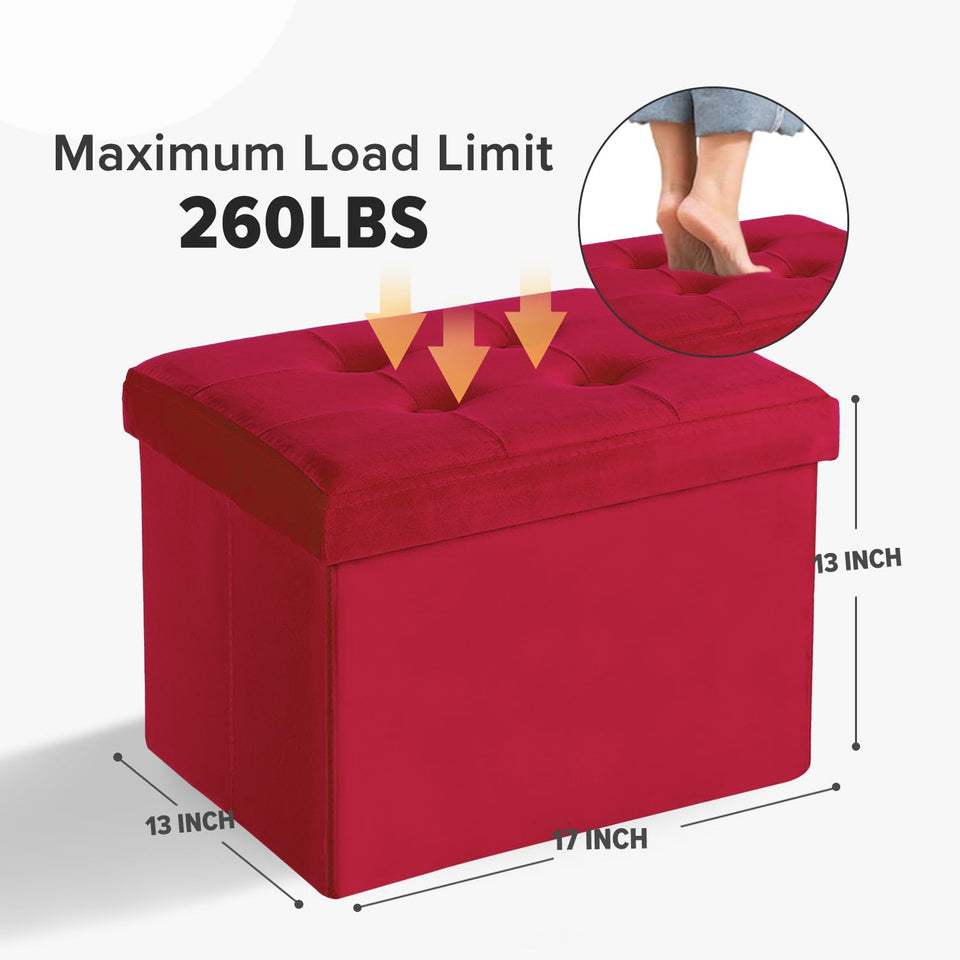 LINMAGCO Ottoman Storage Ottoman with Storage Small Foot Rest Stool Under Desk Stool Short Folding Footrest Linen Cloth Dark Gray 16X12X12IN