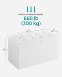 SONGMICS MAZIE Collection - 30 Inches Storage Ottoman Bench with Flipping Lid, Storage Chest Footstool, Load 660 lb, for Entryway, Living Room, Bedroom, Synthetic Leather, Black ULSF45BK