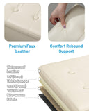 AmasSmile Storage Ottoman Folding Foot Rest Stool, Leather Footstool Bench, Short Ottoman Stool, Storage Foot Rest Store, Books (Black, 17" D x 13" W x 13" H)