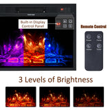 AMERLIFE Fireplace TV Stand with Sliding Barn Door for TVs up to 73", Farmhouse 63" Fireplace Entertainment Center with Storage Cabinets/Adjustable Shelves, Distressed White & Barnwood