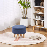 Wimarsbon Storage Ottoman, Modern Round Footrest with Soft Padded Seat, Teddy Velvet Footstool with Wood Legs, Accent Small Table or Plant Stand for Hallway, Living Room (Cream)