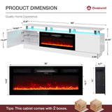 OneBlis 70" TV Stand for Living Room, Modern Entertainment Center & Media Console, Fits TVs up to 80", Storage Cabinet with Shelves, 36" Electric Fireplace with LED Flame (All Black)