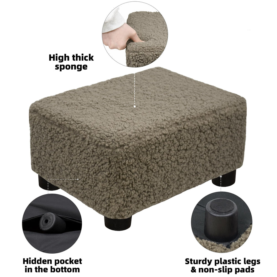 CAROLMADE Small Foot Stool Ottoman Footstool with Legs Under Desk Footrest for Living Room Bedroom and Office, Soft Ivory White