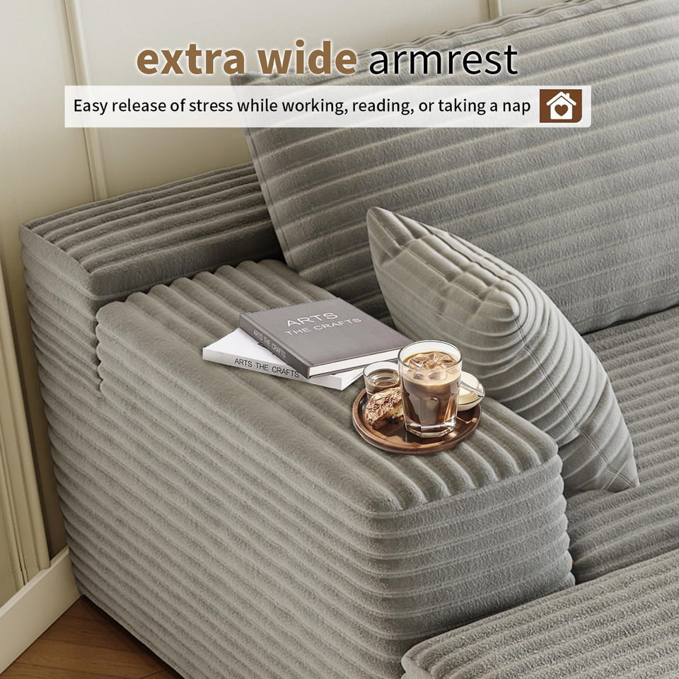 135.4" Cloud Modular Sectional Couch with 1 Ottoman,Modern Minimalist Upholstered Couches, Comfort U Shaped Sofa for Living Room,Deep Seat Corner Couch，No Assembly Required (Black,Left Facing Chaise)