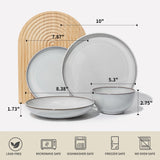 Pokini 24 Piece Dinnerware Sets for 8, Modern Stoneware Plates and Bowls Setst, Perfect for Family Gatherings & Holiday Celebrations, Easy Cleaning Dishes Set, Stack Compactly Dishware, Brown Green