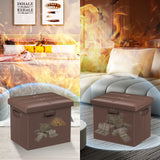 DocSafe Storage Ottoman with Lock,Fireproof Folding Ottoman Foot Rest Stool Storage Chest with Storage Safe for Important Documents,Waterproof 17 Inches Short Ottoman Foot Stool with Handles,Black