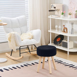 Wimarsbon Pouf Ottoman, 100% Cotton Knitted Boho Footstool, Round Footrest with Non-Skid Wood Legs, Home Décor Handmade Pouffe, Leisure Floor Step Stool for Living Room (Beige)