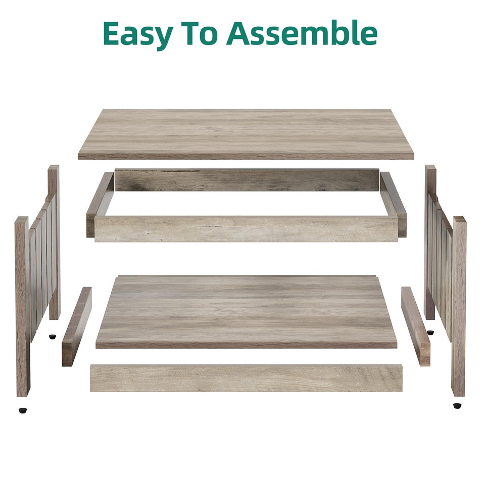 YITAHOME Coffee Table Farmhouse Coffee Table with Storage Rustic Wood Cocktail Table, Square Coffee Tables for Living Meeting Room with Half Open Storage Compartment, Grey Wash